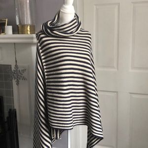 Blue and cream fun sweater poncho